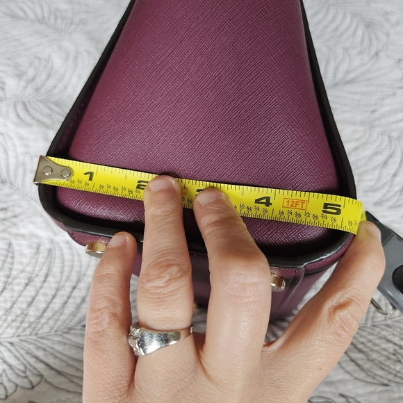 VGUC Michael Kors Black Tina Small Satchel Crossbody Purple Saffiano Leather - Picture 15 of 16